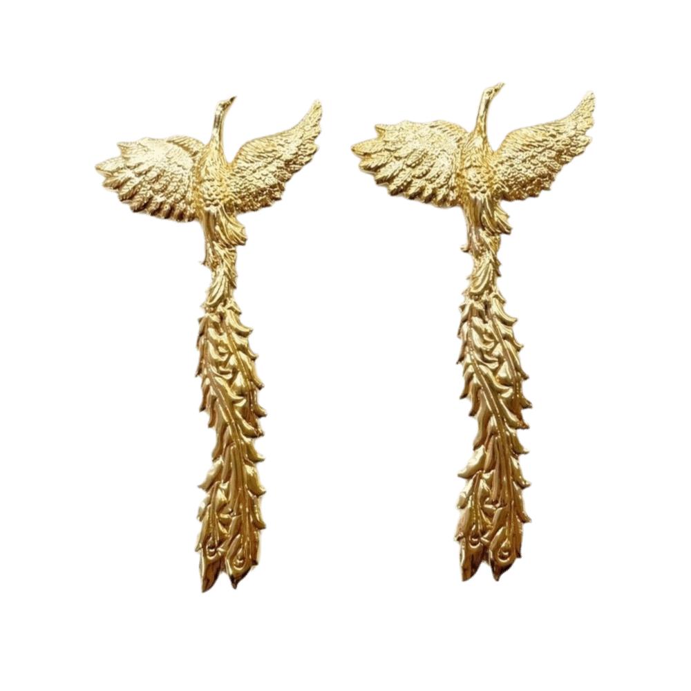 Exaggerated Phoenix Wings Necklace Gold Color Jewelry Set New Long Tassel Earrings Women
