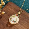 Airyuan Retro Clavicle Chain Enamel Pendant Necklace with Imitation Hetian Jade - Qipao Style Mom Birthday Gift