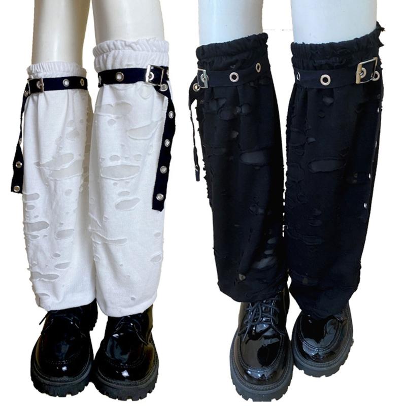Women's Leg Warmers Punk Summer Hollow Out Calf Tube Sleeve Sling Leg Cover Slouch Socks Knee High Calf Socks Gothic