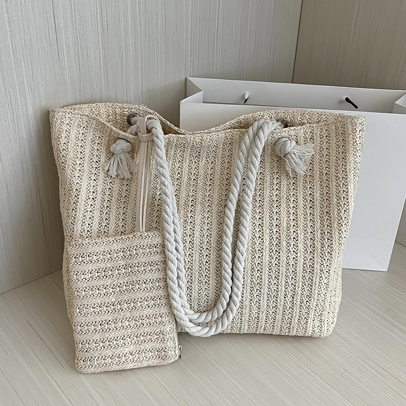 Fashion Large Capacity Straw Tote Bag Designer Women Handbags Handamde Woven Summer Beach Bag Casual Bali Big Purse
