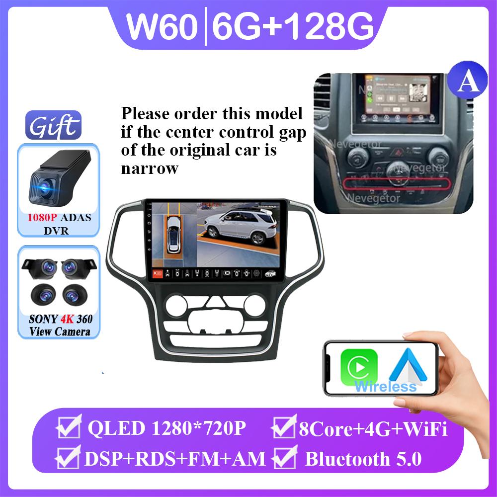 Android 14 For Jeep Grand Cherokee WK2 2014- 2022 Car Radio Multimedia GPS Navi Stereo BT Auto Carplay NO 2din DVD QLED Screen