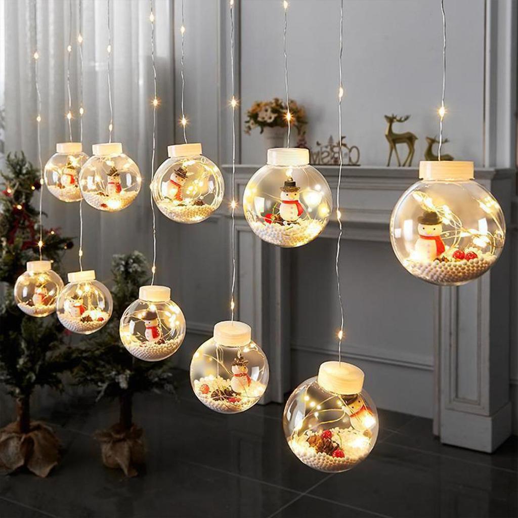 Christmas Transparent Wish Ball Curtain Lights, LED Snowman Decorative String Lights, Holiday Atmosphere Lighting