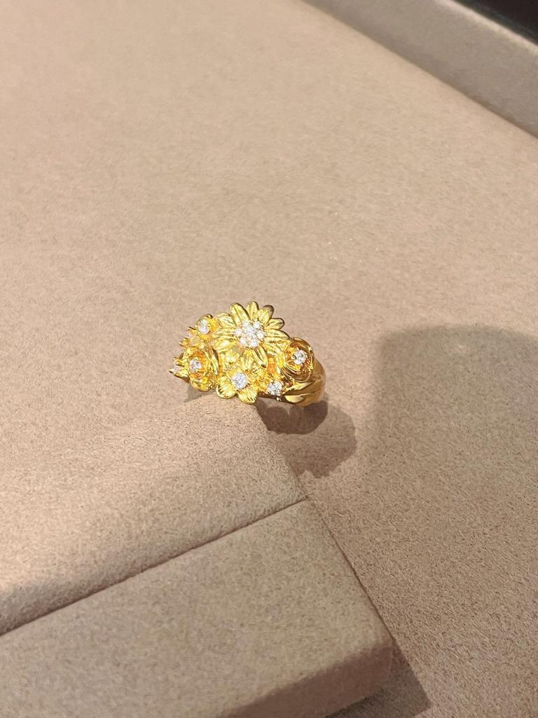Same Pigeon Egg Blooming Chinese Ring Women'S High-End Sense Retro Temperament High-Value Ring