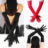 Dance Gloves Long Gloves Performance Sexy Shiny Black/ Red