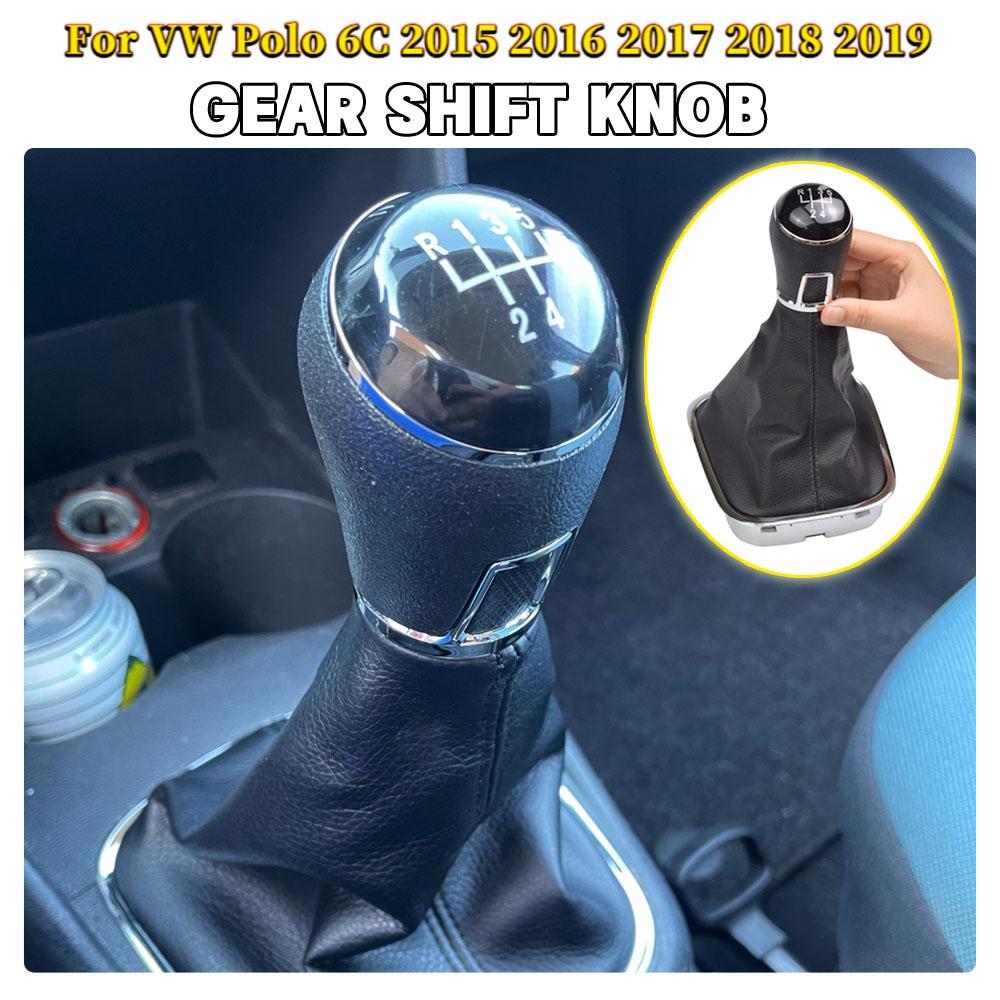 For VW Volkswagen Polo 6C 2015 2016 2017 2018 5 Speed Gear Gear Lever Stick Shift Knob With Leather Boot Car Styling
