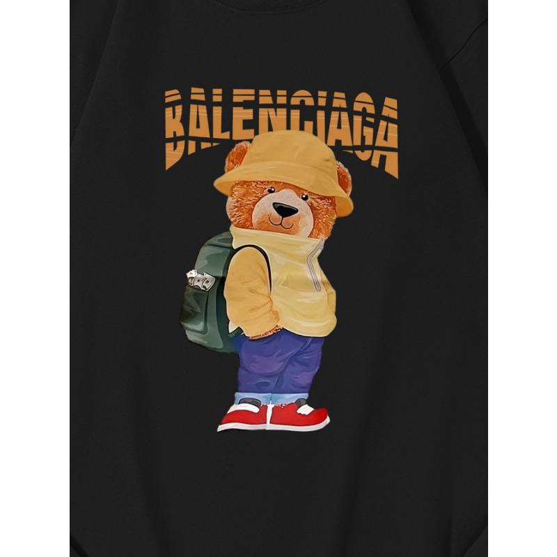Yellow Hat Bear Autumn Clothing Long Sleeved Pure Cotton New Men's and Women's Top, Spring Inner Layer, Basic Shirt, Round Neck Long Sleeved T-shirt