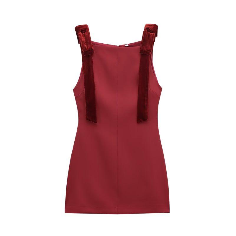 Kaslead New Arrival Women's Clothing Fashion Style Fashion Minimalist Velvet Bowknot Decoration Dress 9057777
