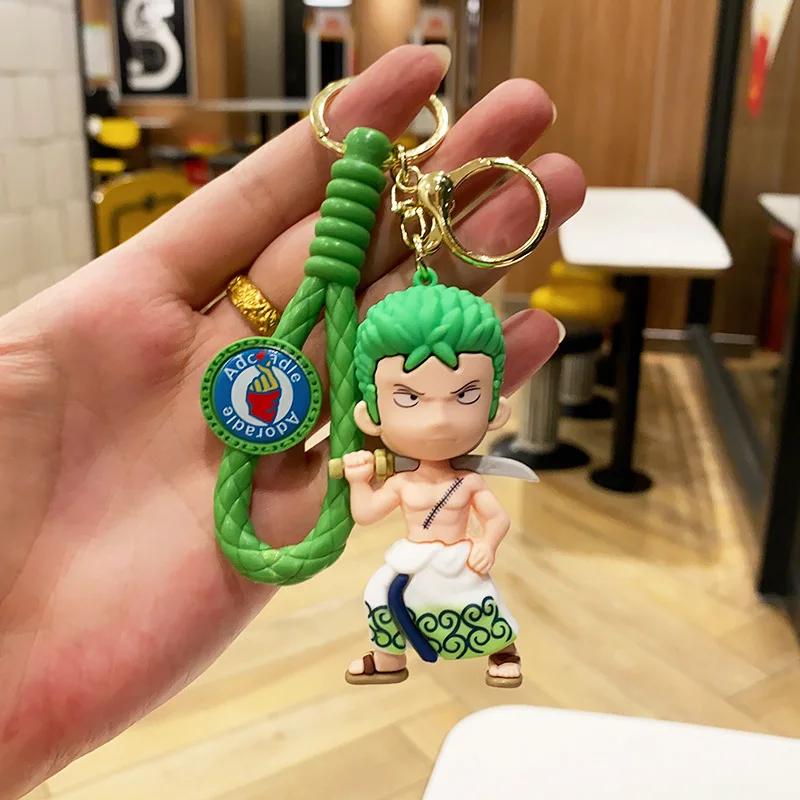 Anime One Piece Keychain Luffy Zoro Nami Chopper Silicone Model Pendant Backpack Decorative Cute Doll Car Carry Mini Lightweight Portable
