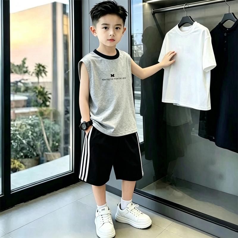 Boys' Color Block Vest & Striped Shorts Set - Summer 2026 Trend for Kids