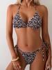 1011 New Leopard Point Bikini Swimsuit Female Sexy Tight Backless European and American Neck Split Swimsuit