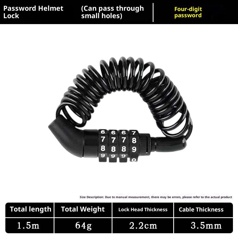 

Anti-Theft 4-Digit Combination Lock Steel Cable Chain Bicycle Security Accessory With Password Protection Bike Safety onesize