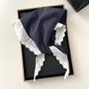 Fashion Lace Padded Headscarf Plaid Design Linen Fabric Hairband Scarf Cotton Material Triangle Scarf Women's