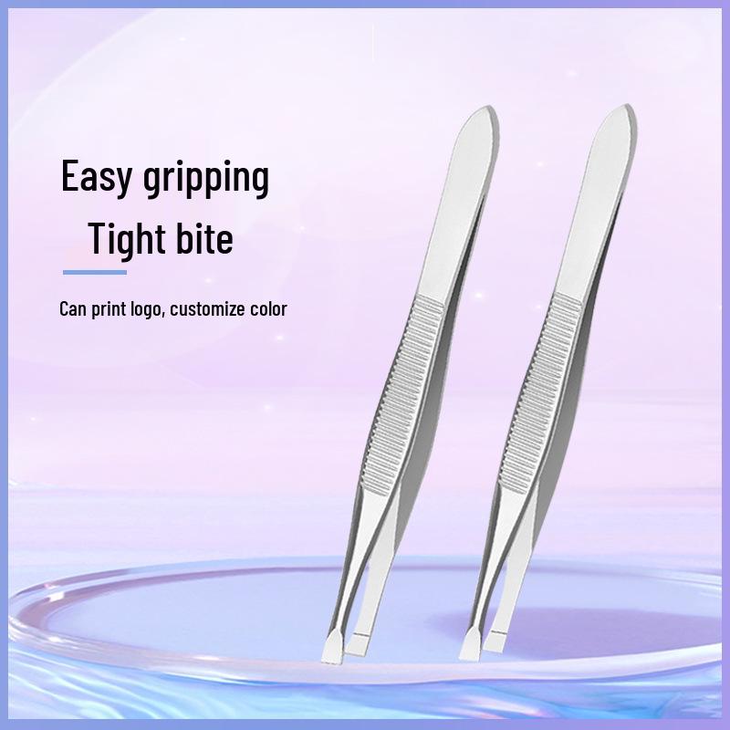 Multifunktionspinzette aus Edelstahl: Schräge & Flache Spitzen für Augenbrauen und Wimpern