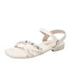 Fashion Women's Summer Sandals Fashion Square Head Shallow Mouth Crystal Thin with Soft Sole Anti-slip Wear-resistant Low Heel Shoes