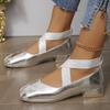 [Low-Heel Cross-Elastic Shoes] Women's Low-Heel Cross-Elastic Single Shoes - Fat Xiao Di 665