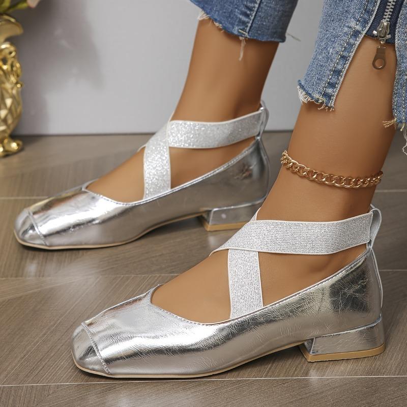 [Low-Heel Cross-Elastic Shoes] Women's Low-Heel Cross-Elastic Single Shoes - Fat Xiao Di 665