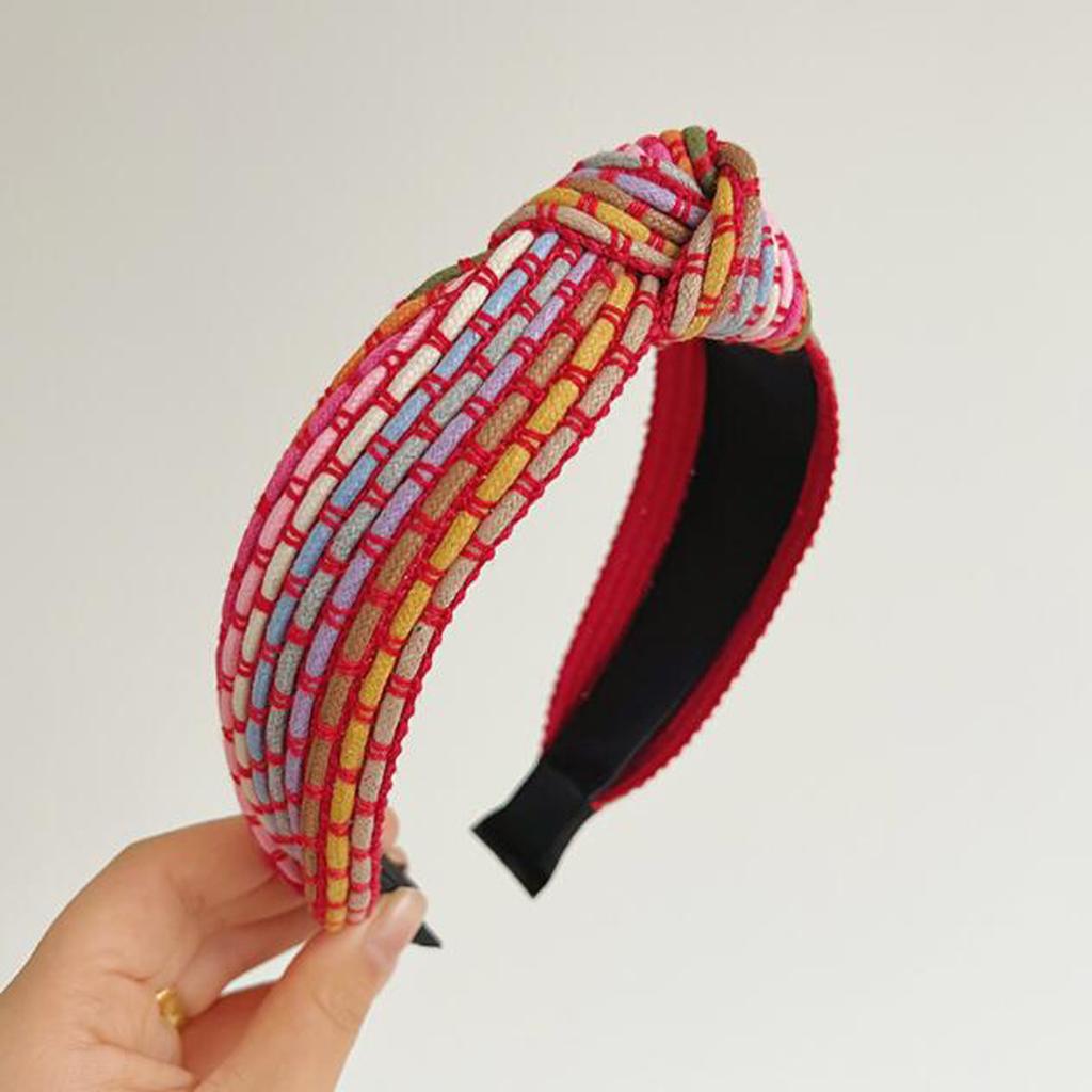 PROLY New Fashion Women Headband Rainbow Rope Braided Wide Brim Headband Adult Summer Turban Casual Hair Accessories