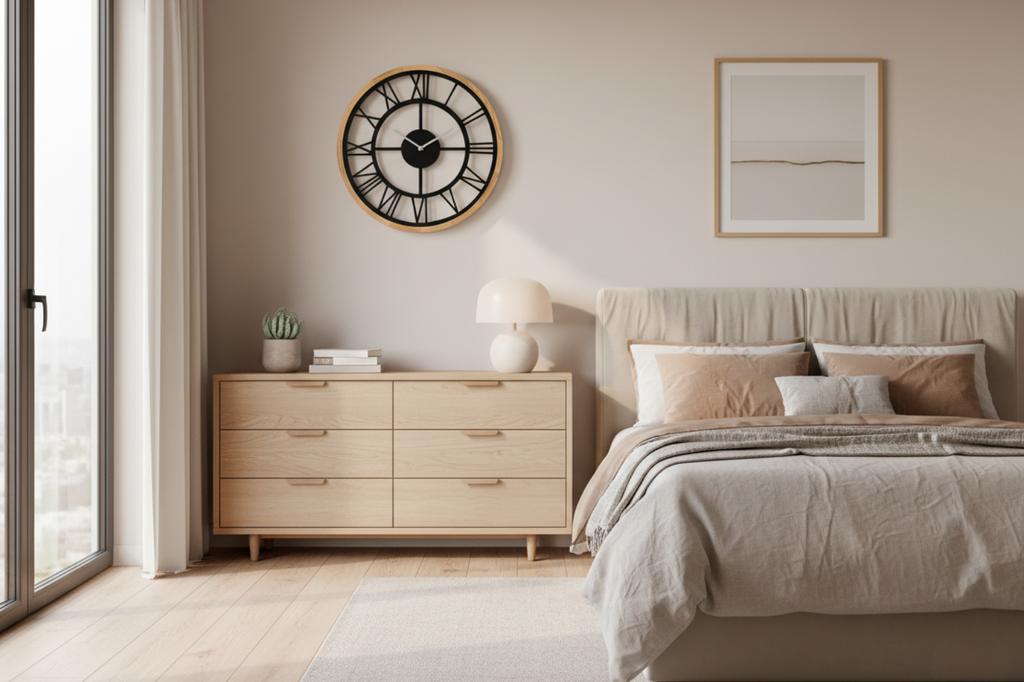 LEJA Wall Clock 47cm Wooden OAK Premium