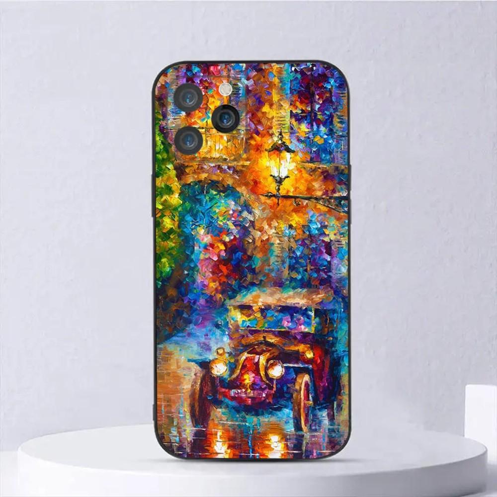 

L-Leonid A-Afremov Oil Painting Phone Case For iPhone 15,14,13,12,11,Plus,Pro Max,XS,X,XR,SE,Mini,8,7 Soft Silicone Black Cover iPhoneXR