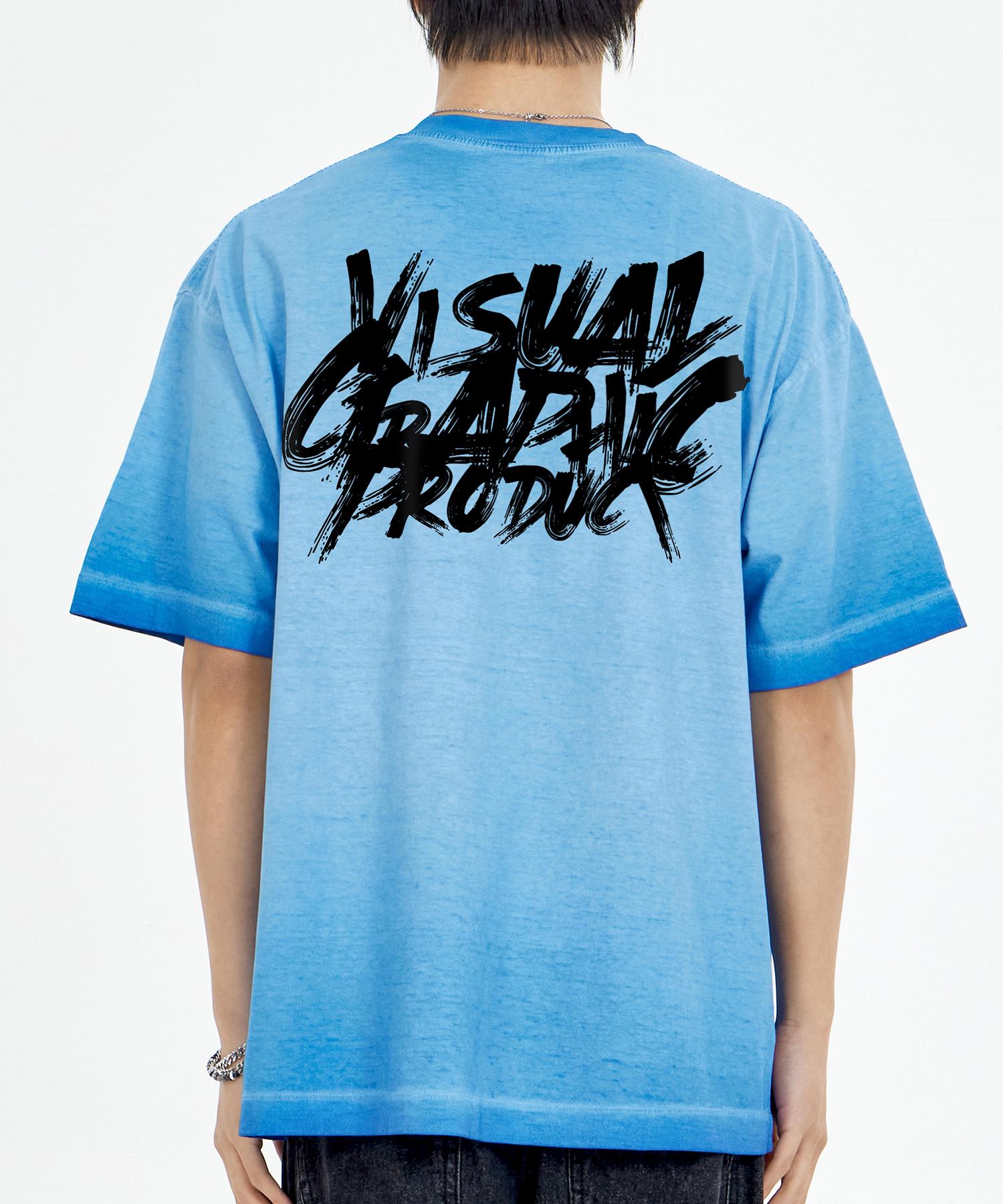 Biel Paint Graffiti Logo Pigment Short Sleeve T-Shirt Blue Xl