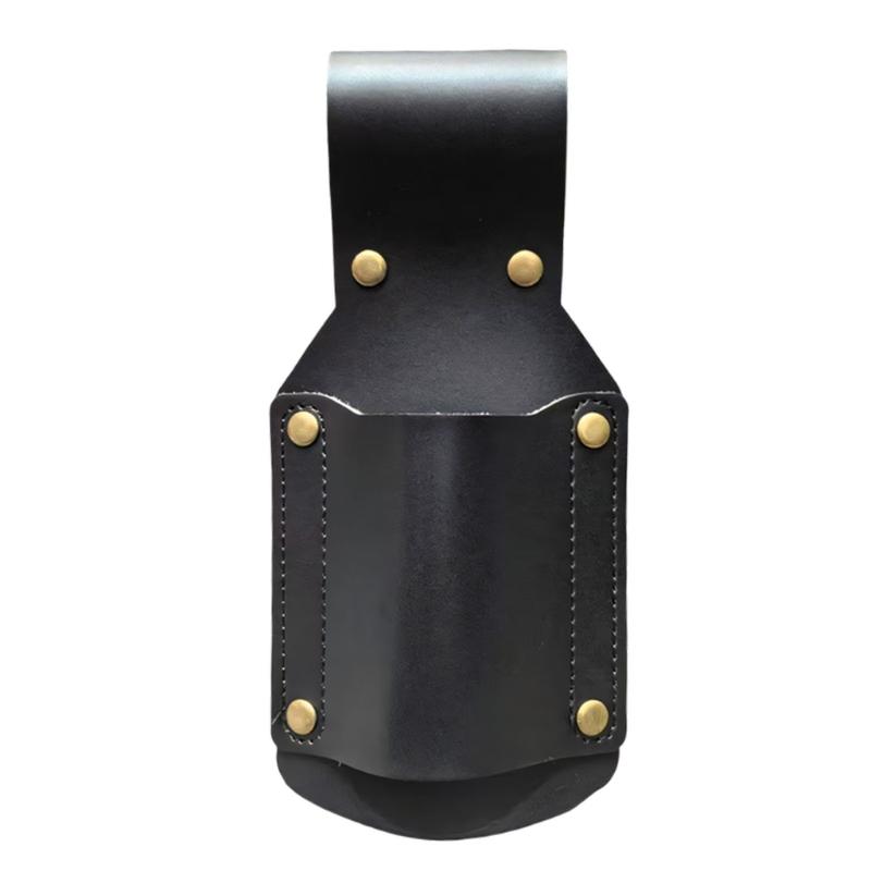 Waist Carry Pouch for Work Belt Use, Faux Leather Open Pocket with Rivet Reinforced Sides for Repair and Outdoor Projects