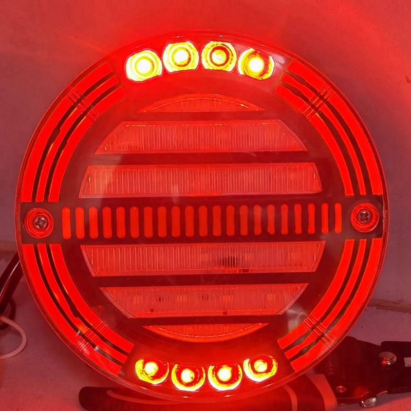 2Pcs Round LED Trailer Tail Light With Brake Light DRL Flow Turn Signal Lamp Car Truck Ships Bus Boat Caravan 12V 24V