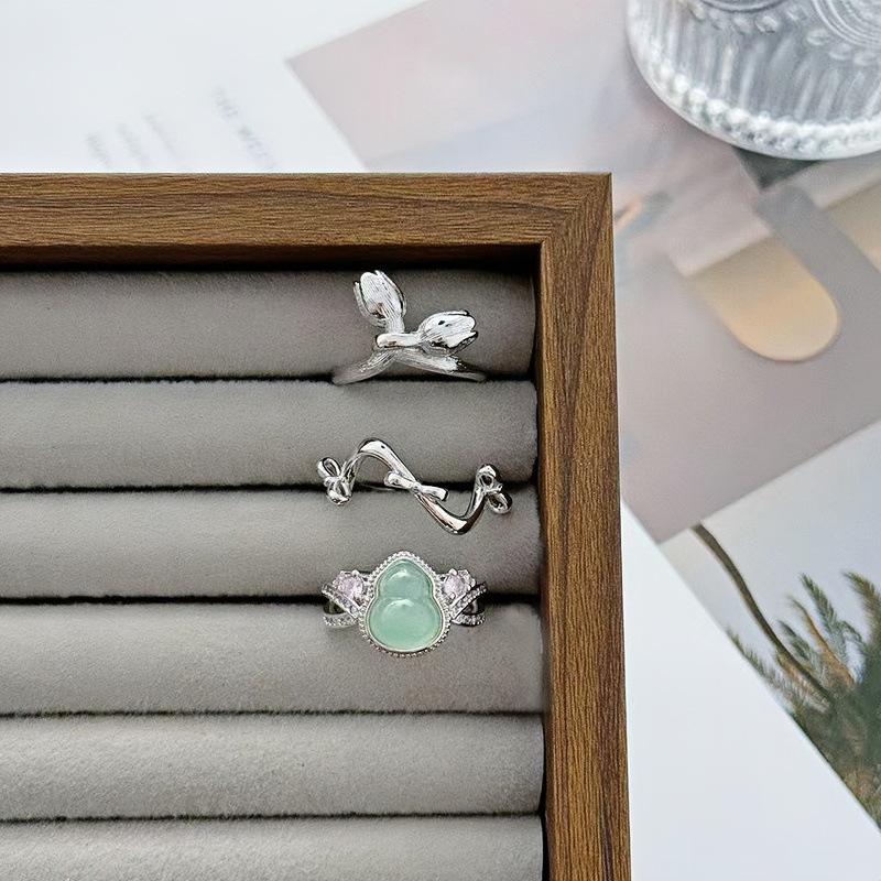 Zirkon Kürbis Offener Ring, Nationaler Stil Temperament, Tulpenblume Leichter Luxus Nische High-End Element Ring, Zeigefingerring.