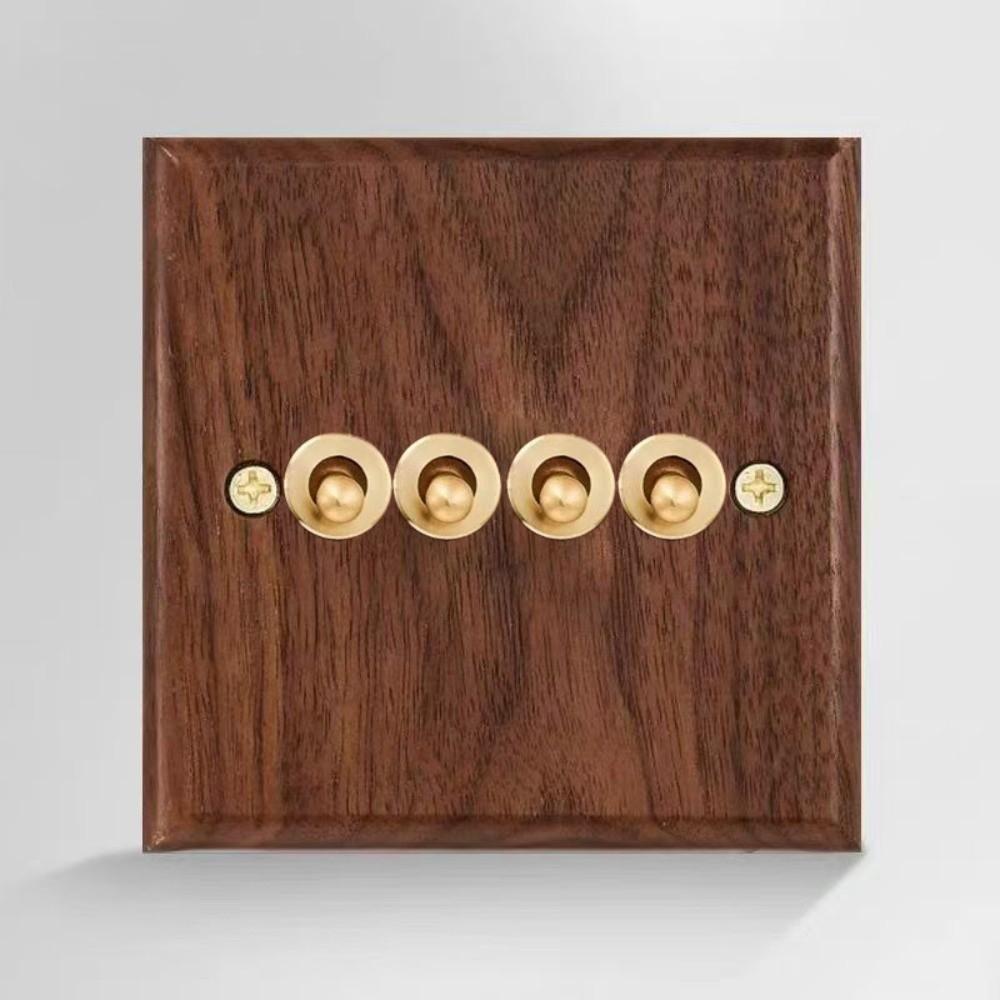 86 Type Wall Light Switch Panel Walnut Wood Brass Lever Wall Switch  Cafe Renovation