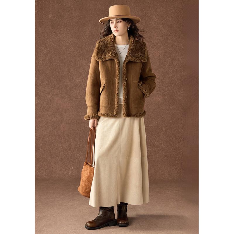 Reversible 100% Lamb Wool Women's Fur Coat