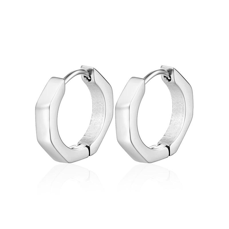 1 Pair High Polished Stainless Steel Hoop Earrings For Women/Men Geometric Allotype Ear Buckles Hip Hop Party Creative Jewelry