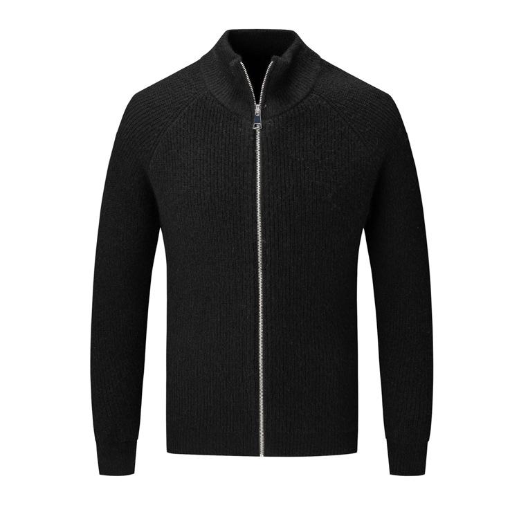 Men's Autumn Winter Korean Slim Fit Thick Knitwear Cardigan Jacket with Long Sleeves and Zipper