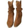 Vintage Suede Pile Boots Apricot Short Boots Western Boots Pleated Women's Boots Autumn Thick Heel Short Boots Knight Boots