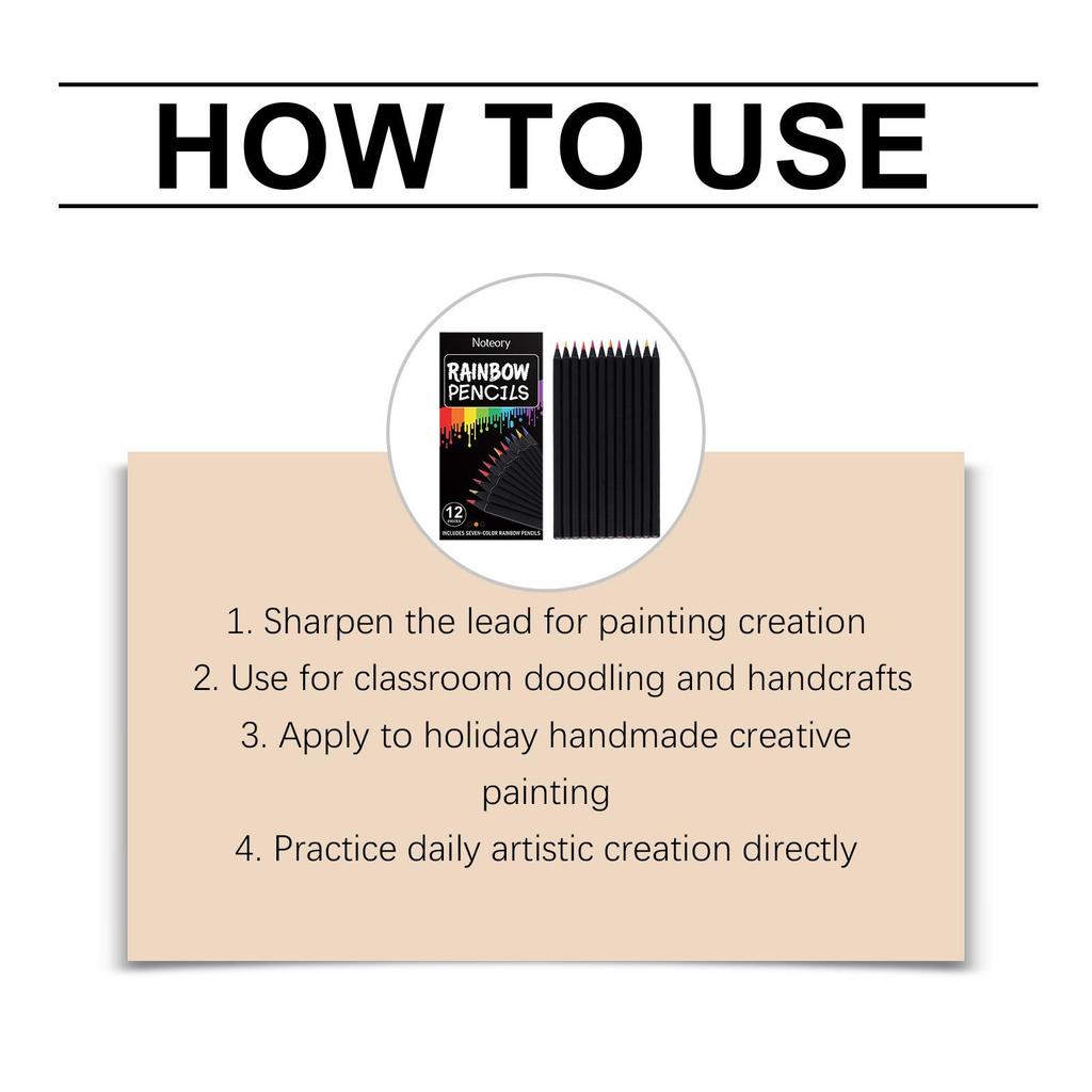 Noteory Multi-Color Rainbow Pencil for Doodling and Painting