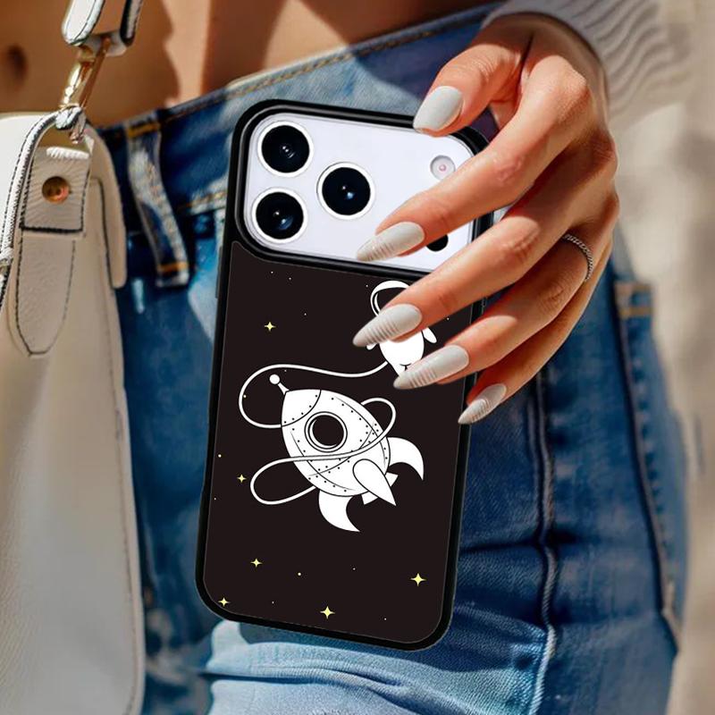Starry Space Moon Astronaut Aesthetic Phone Case For iPhone 17 Air 14 15 13 12 Max Cover For Apple 16e 11 Pro Max Plus Coque
