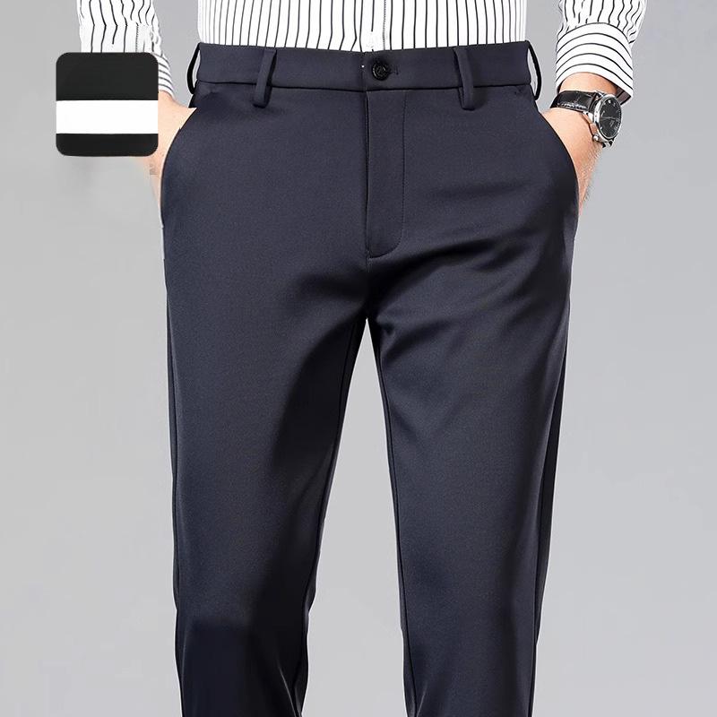 Men's Autumn Pants Thin Straight Stretch Casual Pants with No Trace No Ironing Fabric