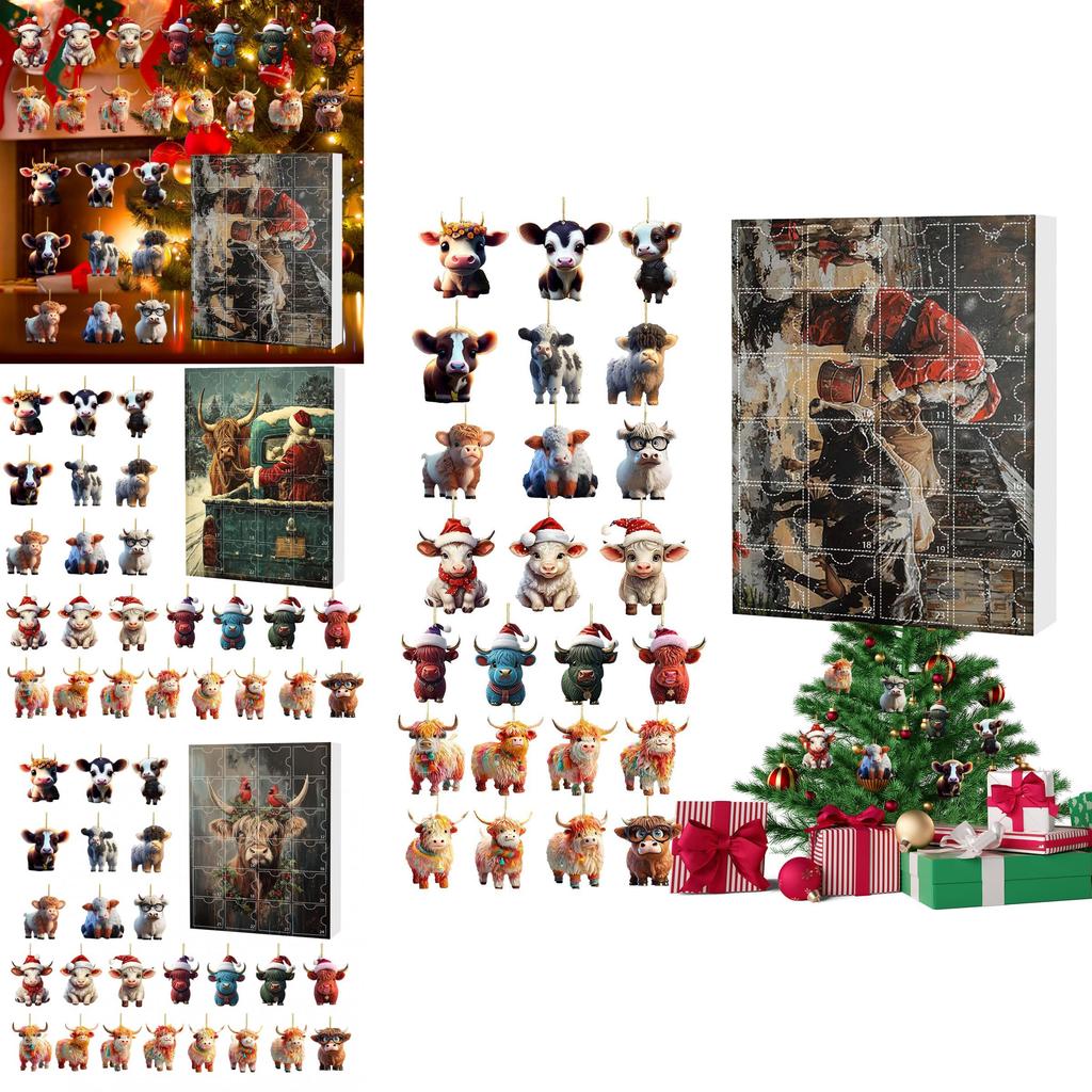Set Decorazioni Scatola Cieca di Natale Con Figure di Animali Yak Per Decorazioni dell'Albero di Natale e Regali