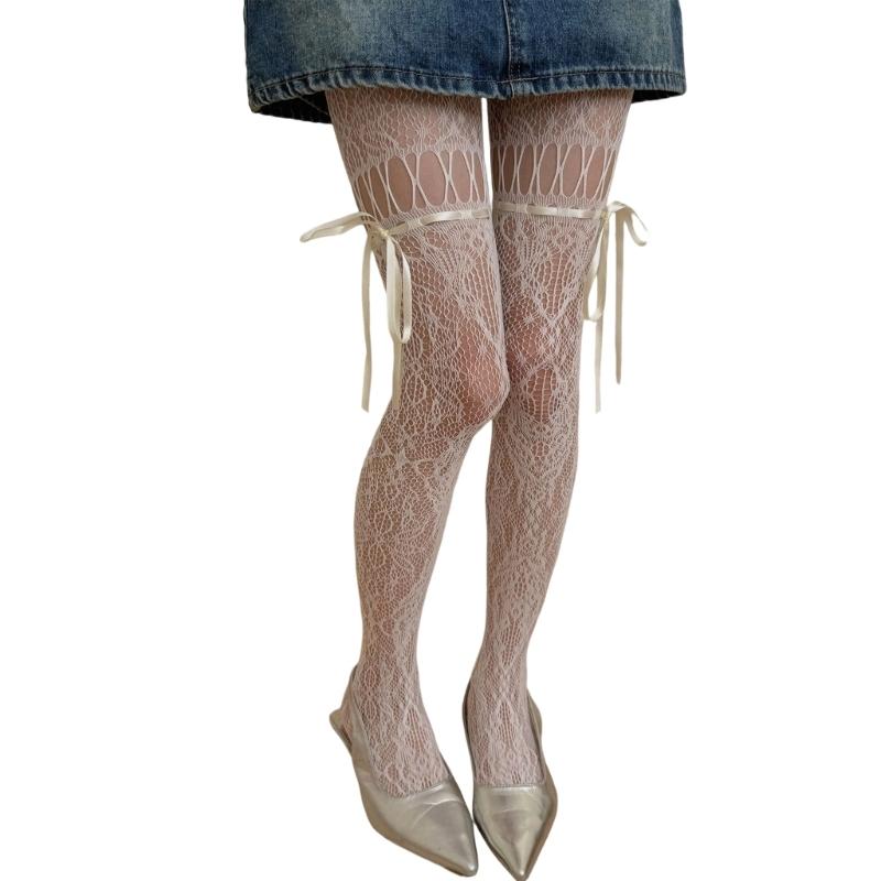 Women's Garter Belt Tights Patterned Fishnet Thigh High Stockings Tights High Waist Pantyhose Suspender Pantyhose Gifts