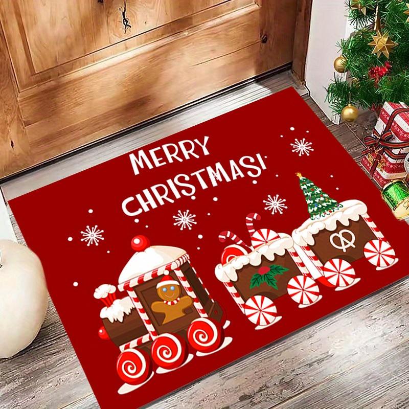 

VIKAMA Christmas Carpet Gift Carpet Red Festive Soft Living Room Carpet Rug For Bedroom Doormat Welcome Mat Outdoor Carpet 40X60CM (1.3X2FT