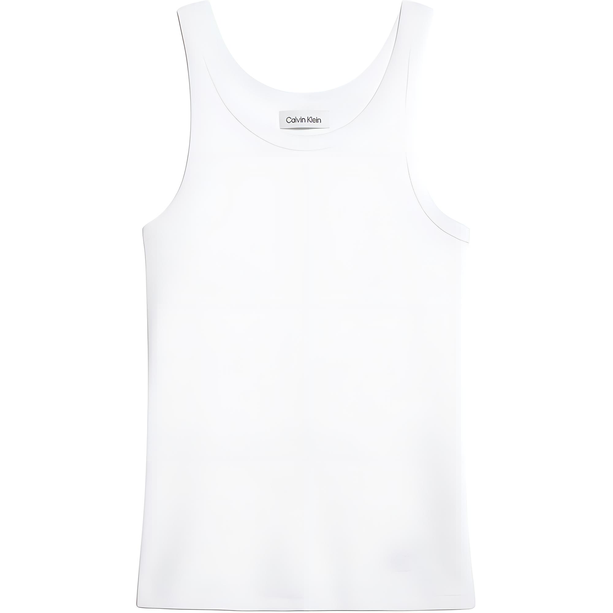 

Calvin Klein Ribbed Solid Color Simple Comfortable Crew Neck Tank Top Women tops Bright-White 40W216P-541 S