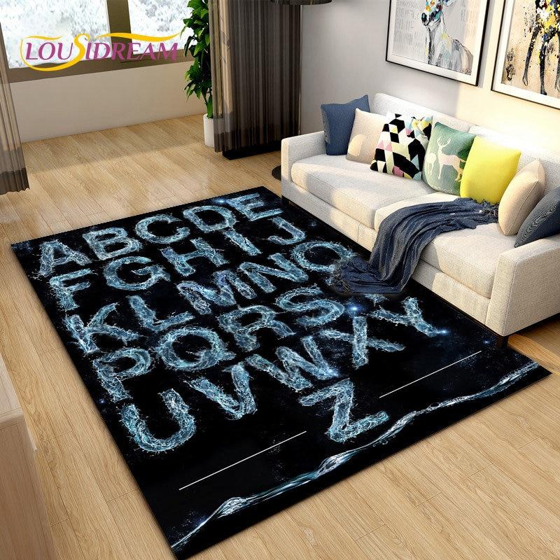 3D Letter Number Retro Nostalgia Area Rug,Carpet Rug for Living Room Bedroom Sofa Doormat,Kids Play Crawling Non-slip Floor Mat