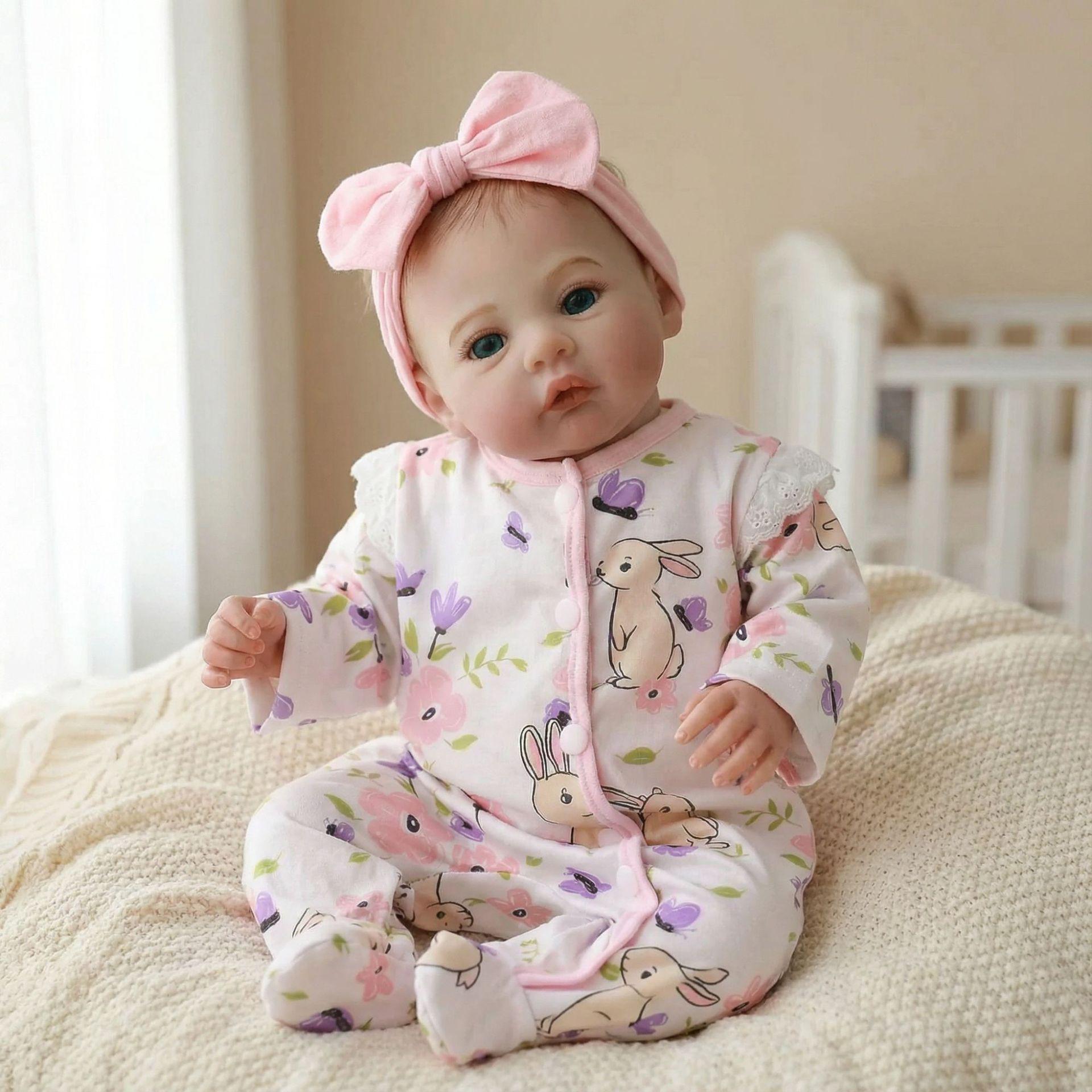 18 Floral Romper Reborn Doll - Meadow Birthday/Christmas Gift for Kids 18-inch cloth body