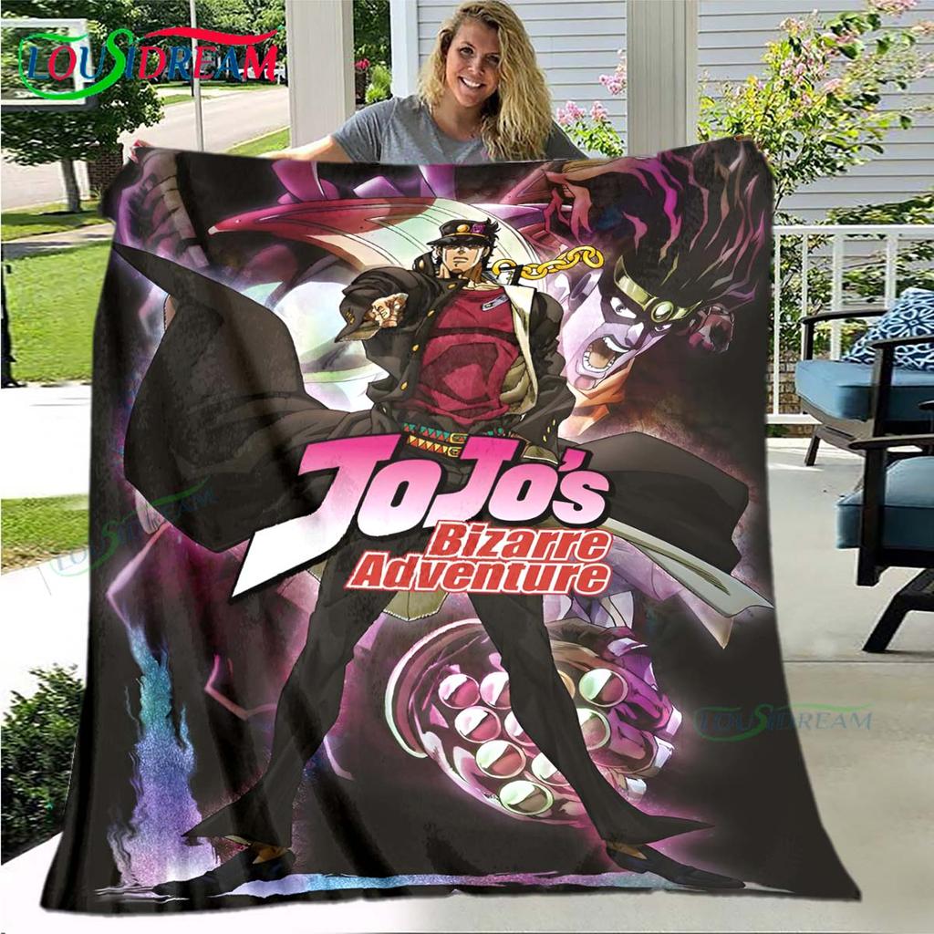 Cartoon J-JoJo’s Bizarre Adventure Blanket,Flannel Throw Blanket for Bed Sofa Picnic Office Hiking Leisure Nap Birthday Gift
