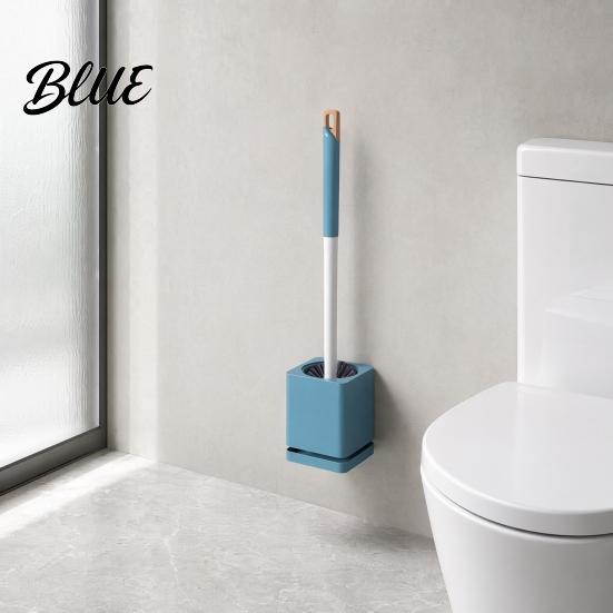 Wall Mounted Toilet And No-touch Sanitary with Scrubber Brush Brush Hole-Free Design Drainage Base High-Density Bristles Non-Slip Handle Hygienic