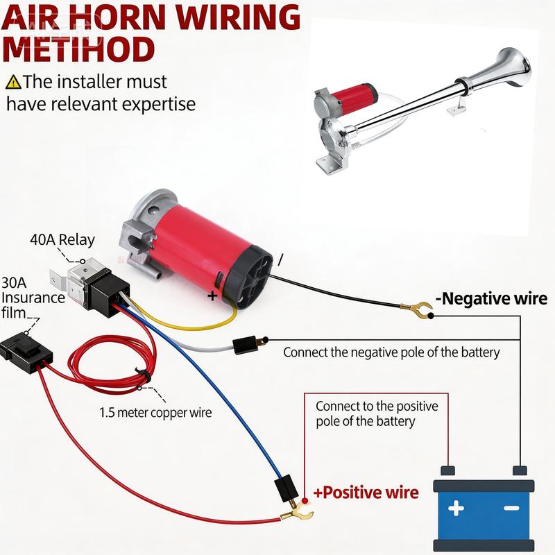 Air Horn Kit 12V Single Trumpet with Compressor Universal for Truck Car SUV, Easy Installation Loud