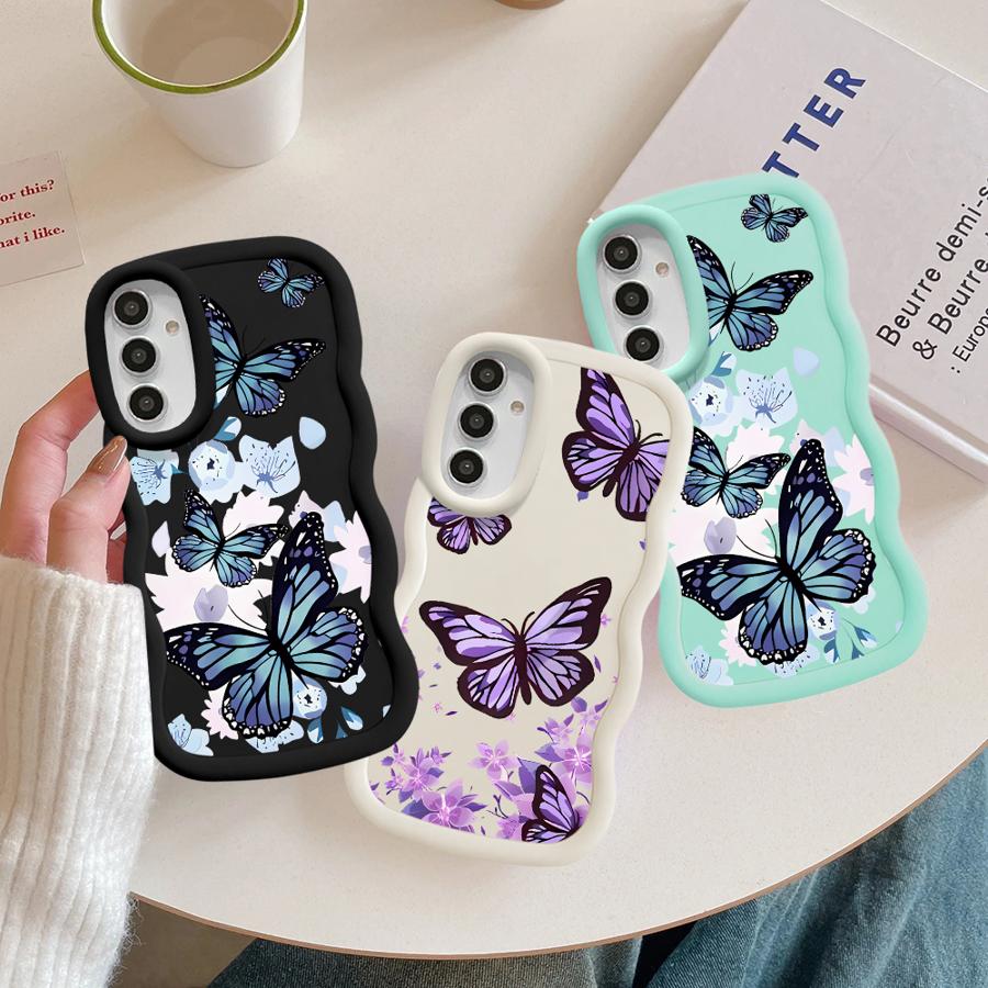 Case for Samsung Galaxy A12 A21s A11 A16 A13 A52 A14 A15 Soft Phone Cover A06 A23 A03 A22 A53 A04 A05 A33 INS Retro Butterfly