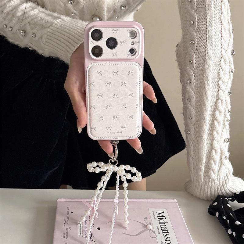 Premium Leather Bow Lanyard for iPhone 17, 16 Pro Max, 15, & 14 Case
