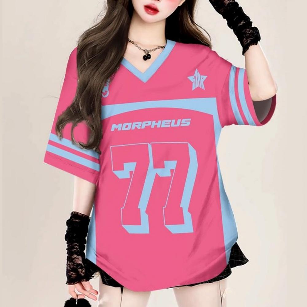 Fashion Summer Women's T-shirt V-NECK T-shirt Digital Printing T-shirts  Women's Clothes Sport Style Flat Cloth Ladies' Sexy Top