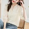 Women's Five Quarter Sleeved Chiffon Shirt Jacquard Summer New Fashionable Loose Shirt Top