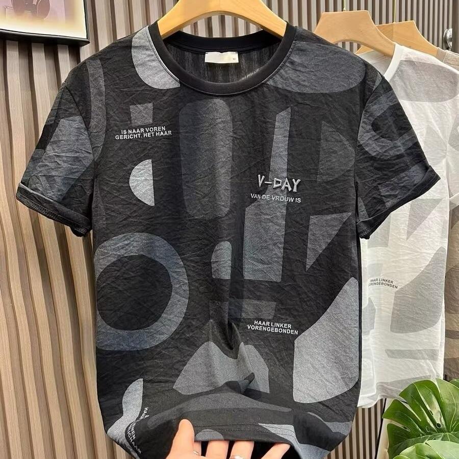 2023 Youth Men's Summer Letter Print Casual T-Shirt