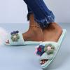 Fashion Fashion Flower Short Plush Cotton Slippers Women 2025 Autumn Round Toe Soft Thick Bottom Slides Sexy Faux Fur Outdoor Slippers
